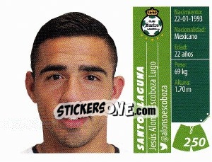 Sticker Jesús Alonso Escoboza Lugo - Liga BBVA Bancomer Apertura 2015 n. 250 - Panini