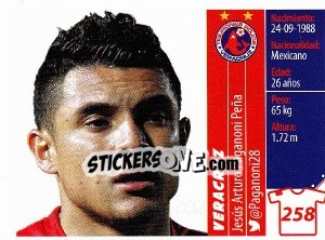Cromo Jesús Arturo Paganoni Peña - Liga BBVA Bancomer Apertura 2015 n. 258 - Panini