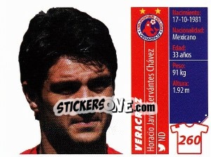 Sticker Horacio Javier Cervantez Chávez - Liga BBVA Bancomer Apertura 2015 n. 260 - Panini