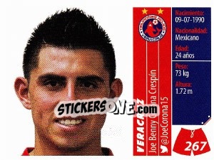 Sticker Joe Benny Corona Crespín - Liga BBVA Bancomer Apertura 2015 n. 267 - Panini