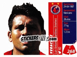 Sticker Luis Anton io Martínez Jiménez - Liga BBVA Bancomer Apertura 2015 n. 268 - Panini