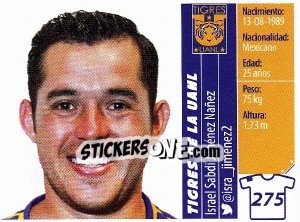 Sticker Israel Sabdi Jiménez Ñañez - Liga BBVA Bancomer Apertura 2015 n. 275 - Panini