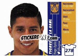 Sticker Hugo Ayala Castro - Liga BBVA Bancomer Apertura 2015 n. 278 - Panini