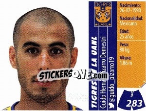 Sticker Guido Hernán Pizarro Demestri - Liga BBVA Bancomer Apertura 2015 n. 283 - Panini