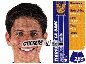 Sticker Jürgen Damm Rascón - Liga BBVA Bancomer Apertura 2015 n. 285 - Panini