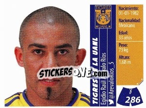 Sticker Egidio Arévalo Ríos - Liga BBVA Bancomer Apertura 2015 n. 286 - Panini