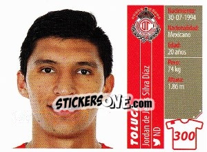 Sticker Jordan de Jesús Silva Díaz - Liga BBVA Bancomer Apertura 2015 n. 300 - Panini