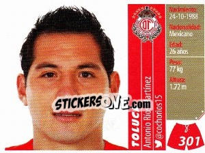 Sticker Antonio Ríos Martínez - Liga BBVA Bancomer Apertura 2015 n. 301 - Panini