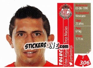 Sticker Erbin Alejandro Trejo Macías - Liga BBVA Bancomer Apertura 2015 n. 306 - Panini