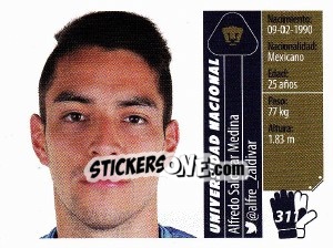 Sticker Alfredo Saldívar Medina - Liga BBVA Bancomer Apertura 2015 n. 311 - Panini
