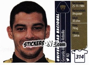 Sticker Gerardo Alcoba Rebollo - Liga BBVA Bancomer Apertura 2015 n. 314 - Panini