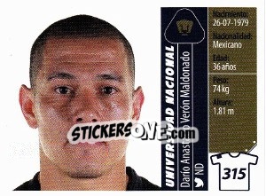 Sticker Darío Verón - Liga BBVA Bancomer Apertura 2015 n. 315 - Panini