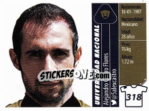 Sticker Alejandro Castro Flores - Liga BBVA Bancomer Apertura 2015 n. 318 - Panini