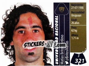 Sticker Matías Brito Cardoso - Liga BBVA Bancomer Apertura 2015 n. 321 - Panini