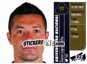 Sticker Dante López Fariña - Liga BBVA Bancomer Apertura 2015 n. 323 - Panini