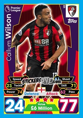 Sticker Callum Wilson - English Premier League 2017-2018. Match Attax Extra - Topps