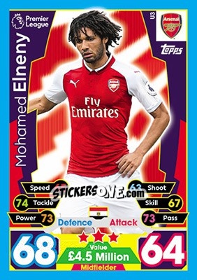 Sticker Mohamed Elneny - English Premier League 2017-2018. Match Attax Extra n. U3 - Topps