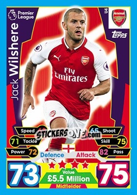 Cromo Jack Wilshere - English Premier League 2017-2018. Match Attax Extra - Topps