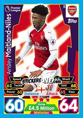 Cromo Ainsley Maitland-Niles - English Premier League 2017-2018. Match Attax Extra - Topps