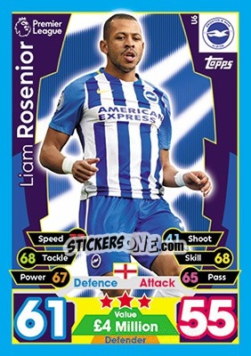 Figurina Liam Rosenior - English Premier League 2017-2018. Match Attax Extra - Topps