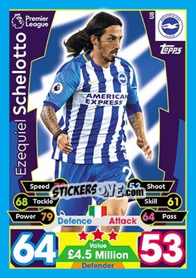 Sticker Ezequiel Schelotto - English Premier League 2017-2018. Match Attax Extra - Topps