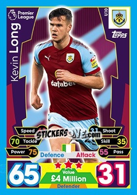 Figurina Kevin Long - English Premier League 2017-2018. Match Attax Extra - Topps