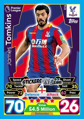 Figurina James Tomkins - English Premier League 2017-2018. Match Attax Extra - Topps