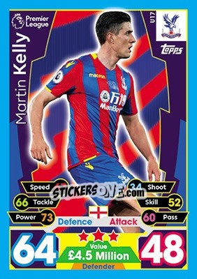 Sticker Martin Kelly - English Premier League 2017-2018. Match Attax Extra - Topps