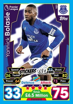 Cromo Yannick Bolasie - English Premier League 2017-2018. Match Attax Extra - Topps