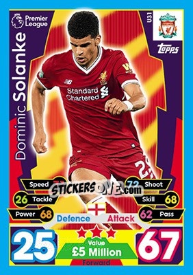 Sticker Dominic Solanke - English Premier League 2017-2018. Match Attax Extra - Topps