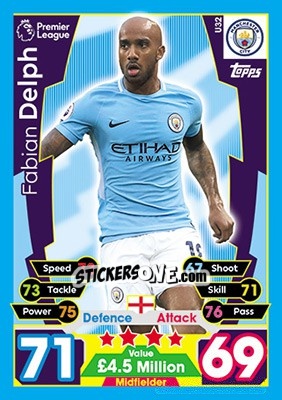 Sticker Fabian Delph - English Premier League 2017-2018. Match Attax Extra - Topps