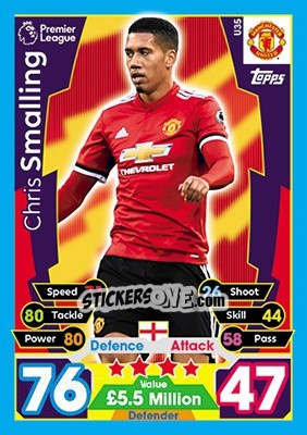 Sticker Chris Smalling - English Premier League 2017-2018. Match Attax Extra n. U35 - Topps