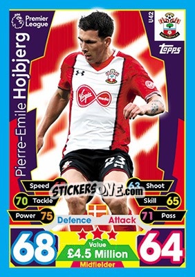 Sticker Pierre-Emile Hojbjerg - English Premier League 2017-2018. Match Attax Extra - Topps
