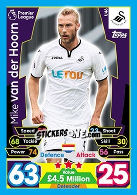 Cromo Mike van der Hoorn - English Premier League 2017-2018. Match Attax Extra - Topps