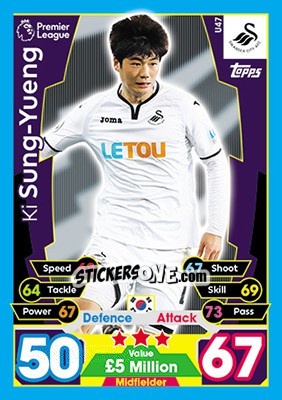 Sticker Ki Sung-Yueng - English Premier League 2017-2018. Match Attax Extra - Topps
