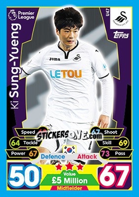 Sticker Ki Sung-Yueng - English Premier League 2017-2018. Match Attax Extra n. U47 - Topps