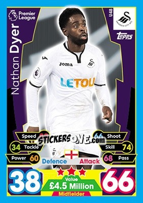 Sticker Nathan Dyer - English Premier League 2017-2018. Match Attax Extra n. U48 - Topps