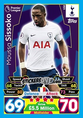 Sticker Moussa Sissoko - English Premier League 2017-2018. Match Attax Extra - Topps
