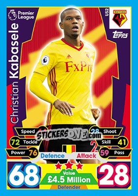 Sticker Christian Kabasele - English Premier League 2017-2018. Match Attax Extra - Topps