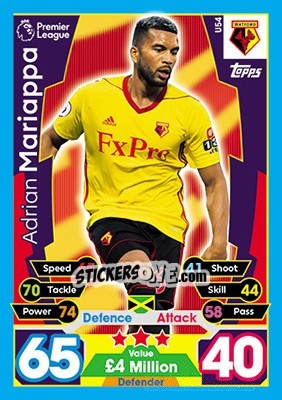 Sticker Adrian Mariappa - English Premier League 2017-2018. Match Attax Extra - Topps