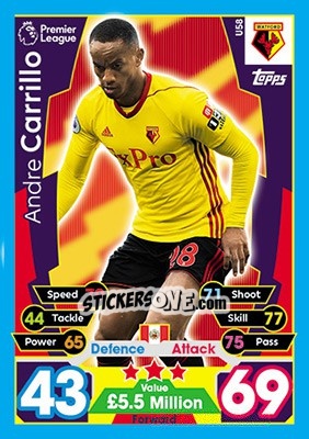 Sticker Andre Carrillo - English Premier League 2017-2018. Match Attax Extra - Topps