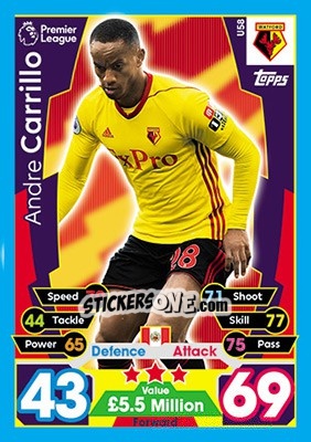 Sticker Andre Carrillo - English Premier League 2017-2018. Match Attax Extra n. U58 - Topps
