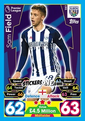 Sticker Sam Field - English Premier League 2017-2018. Match Attax Extra - Topps