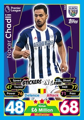 Sticker Nacer Chadli - English Premier League 2017-2018. Match Attax Extra - Topps