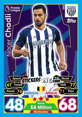 Cromo Nacer Chadli - English Premier League 2017-2018. Match Attax Extra - Topps