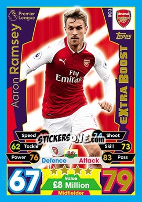 Sticker Aaron Ramsey - English Premier League 2017-2018. Match Attax Extra n. UC3 - Topps