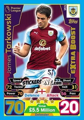 Sticker James Tarkowski - English Premier League 2017-2018. Match Attax Extra - Topps