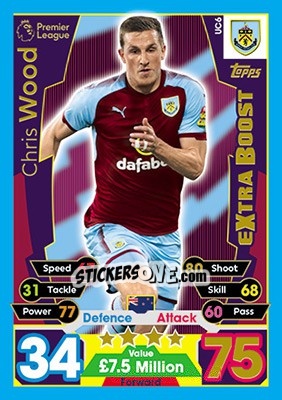 Sticker Chris Wood - English Premier League 2017-2018. Match Attax Extra - Topps