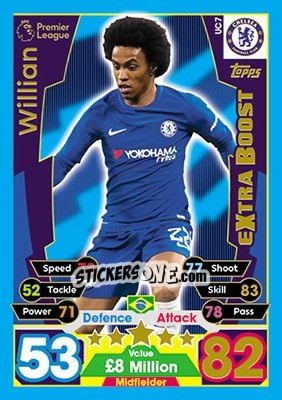 Sticker Willian - English Premier League 2017-2018. Match Attax Extra n. UC7 - Topps