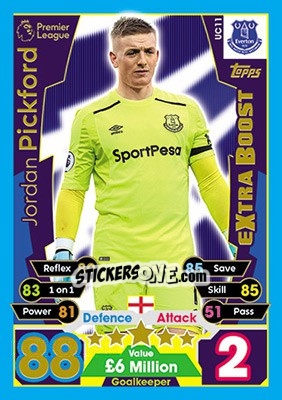 Sticker Jordan Pickford - English Premier League 2017-2018. Match Attax Extra - Topps